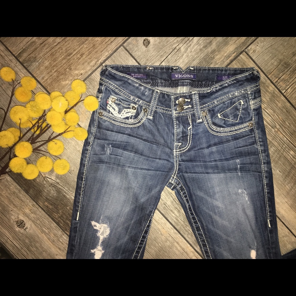 Vigoss Jeans distressed denim junior’s size 1